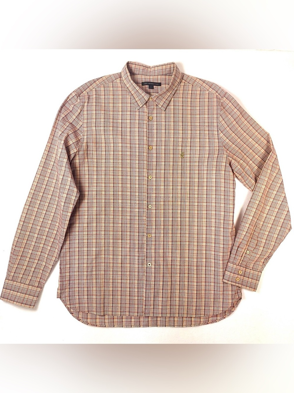 John Varvatos USA Multi Color Plaid Button Up Men’s Casual Shirt Size Large